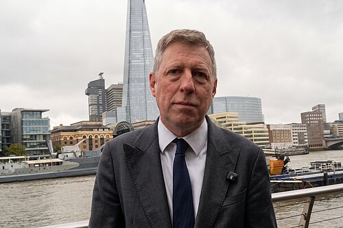 James MacCleary opposite HMS Belfast London